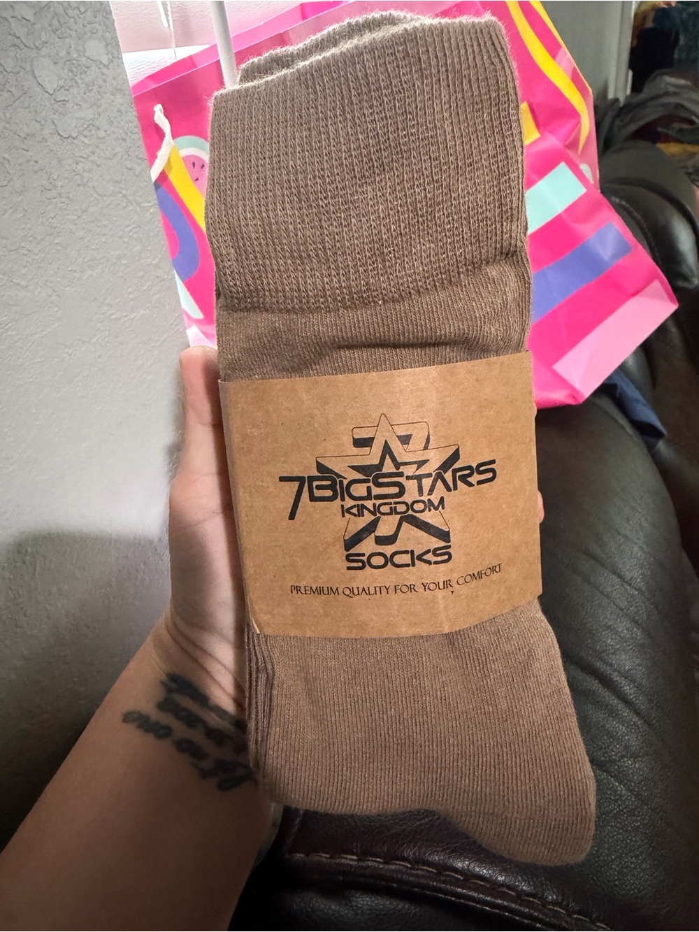 Men's Casual Crew Socks in Brown
